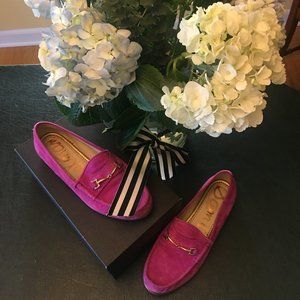 SAM EDELMAN Fushia Suede Bit Buckle Loafer
